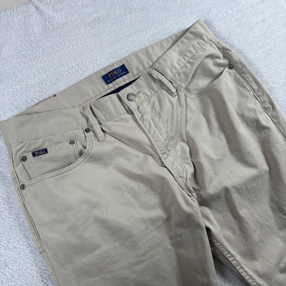 Polo Ralph Lauren Mens 34x32 Tan Five Pocket Stretch Chino Pants Beige Straight